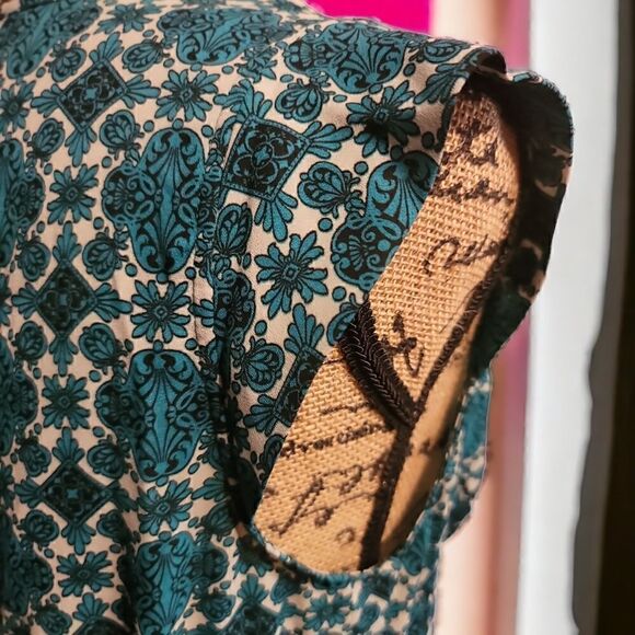 Forever 21 Exclusive Teal Floral Print Dress Size M - Picture 3 of 6